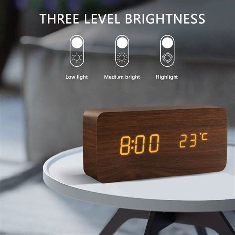 1pc Led Wooden Alarm Clock Digital Alarm Clock Usb Aaa Powered