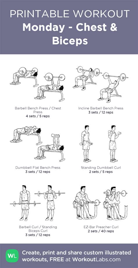 Monday Chest And Biceps Chest And Bicep Workout Monday Workout Back