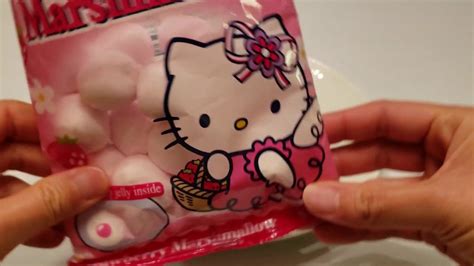 Asmr Hello Kitty Strawberry Marshmallows Youtube