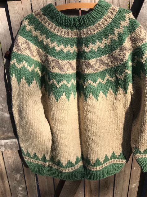 Vintage Hand Knitted Icelandic Lopi Wool Sweater Size Ml Etsy