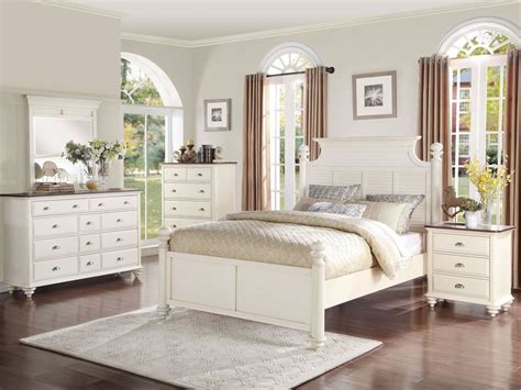 Marisol 5pcs Country Cottage White Queen King Poster Bedroom Set Solid
