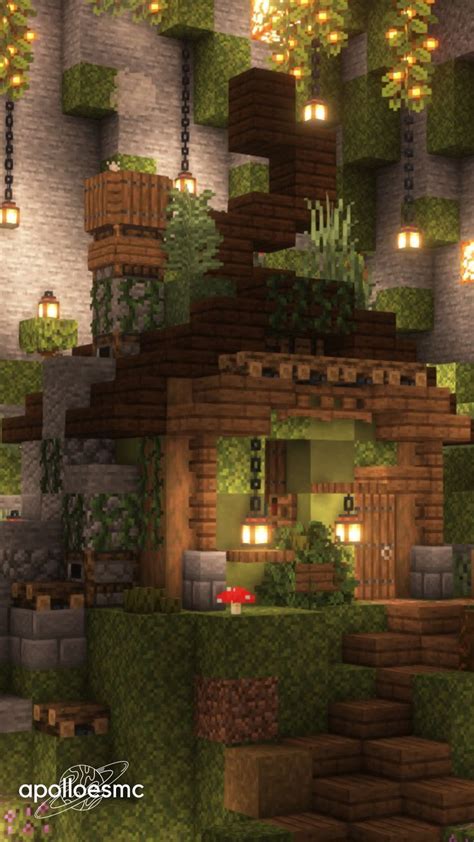 Cozy Overgrown Lush Cave Cottage Minecraft Houses Minecraft