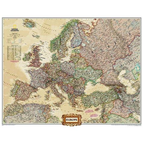 National Geographic Antique European Map Politically Laminates