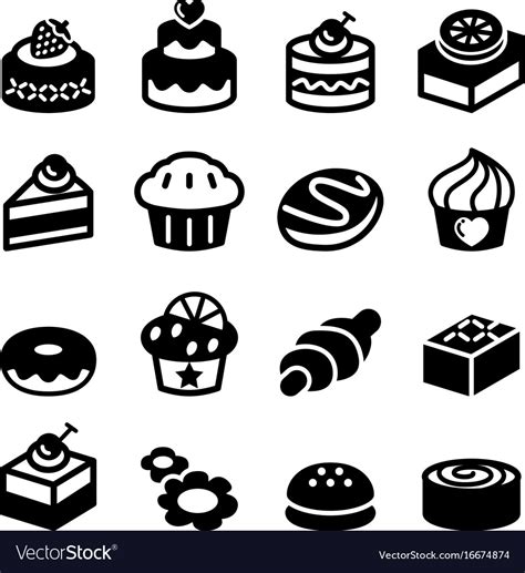 Dessert Bakery Icon Set Royalty Free Vector Image