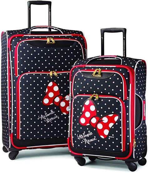 american tourister disney softside luggage with spinner wheels minnie mouse red bow ison store