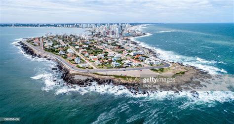 Aerial View Of Punta Del Este City Drone Point Of View Maldonado