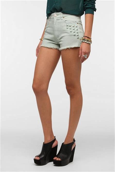 Urban Outfitters Bdg High Rise Studded Cheeky Short In Green Mint Lyst