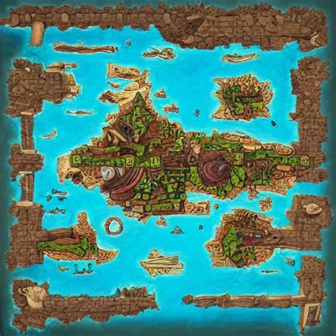 Fantasy Pirate Map Top Down View Stable Diffusion Openart