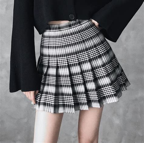 Gothic Grunge Black And White Plaid Pleated Mini Skirt Available In Plus