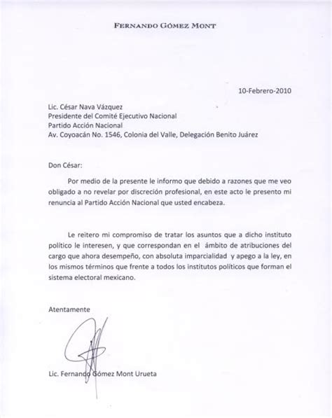 Carta De Renuncia Mexico