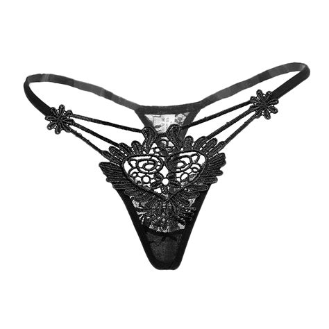 Women Sexy Crotchless Thong Floral Lace Embroidered Underwear G String Pan Erotic Underwear
