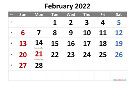 February 2022 Calendar Printable Free Printable Calendar 2023