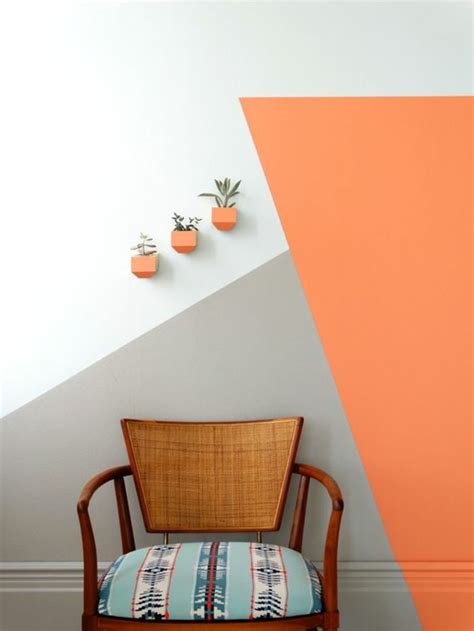 Peindre Un Mur Décor Mural Gris Blanc Et Orange Chaise Vintage Bedroom