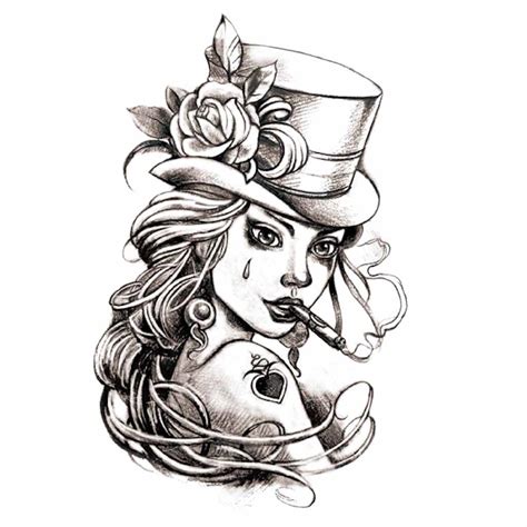 tatouage éphémère pin up avec un chapeau tatouage temporaire