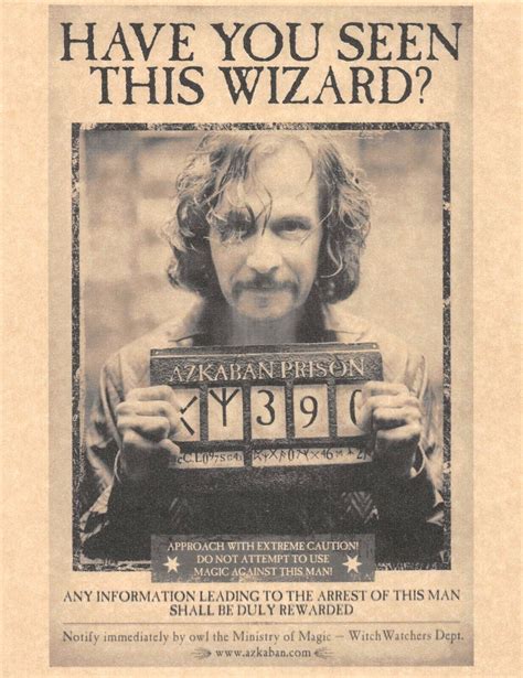 Harry Potter Have You Seen This Wizard Sirius Black Wanted Poster Prop Replica Ebay