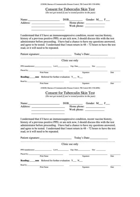 Printable Tb Test Form Customize And Print