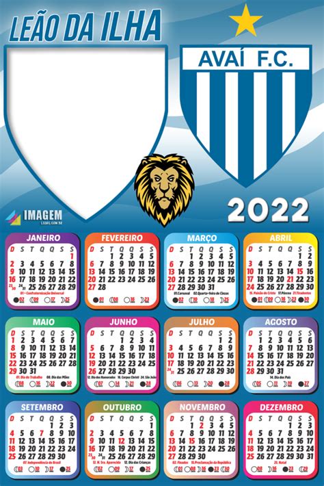 Calendário 2022 Avaí Futebol Clube Moldura Png Imagem Legal