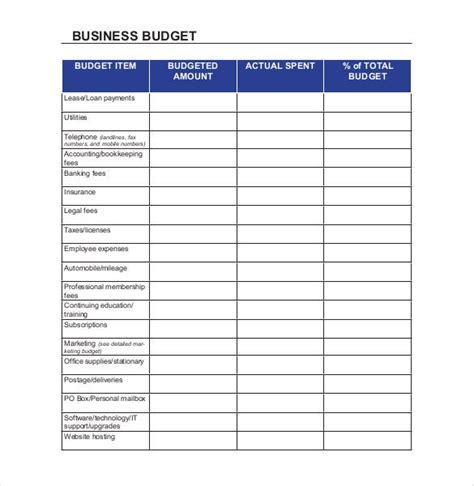 Small Business Budget Templates 10 Free Xlsx Doc And Pdf Formats