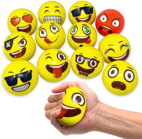 Set Of 4 Squishy Stretchy Smiley Funny Faces Stress Ball Toy Stocking