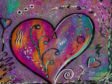 Whimsical Hearts Colorful Digital Painting Digital Art By Lauries