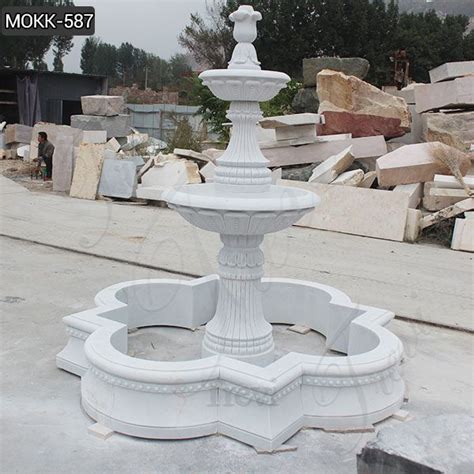 Life Size White Marble Two Tier Garden Fountain For Sale Mokk 587