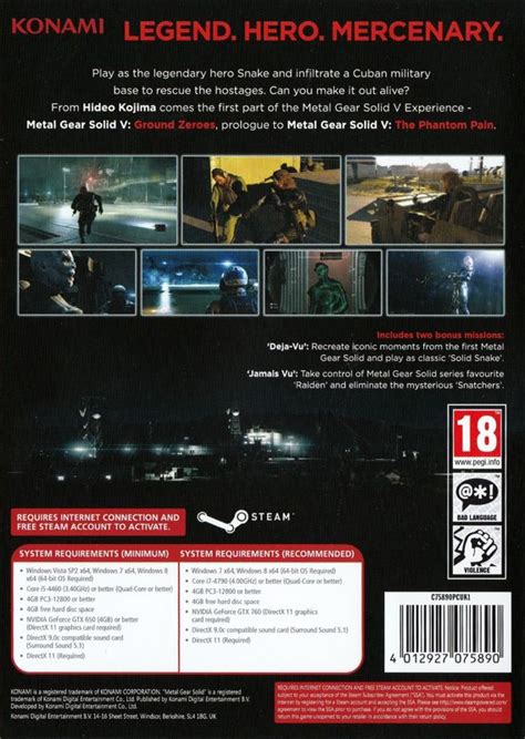 Metal Gear Solid V Ground Zeroes 2014 Box Cover Art Mobygames
