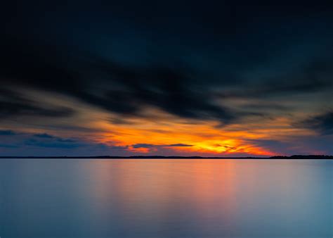 Sunset Sea Horizon Clouds Dusk Hd Wallpaper Peakpx
