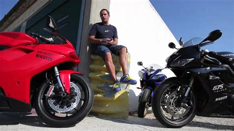 Crazy race, crazy pilots and only one winner. Supersportler Ducati 848 Evo vs Yamaha R6 vs Triumph ...