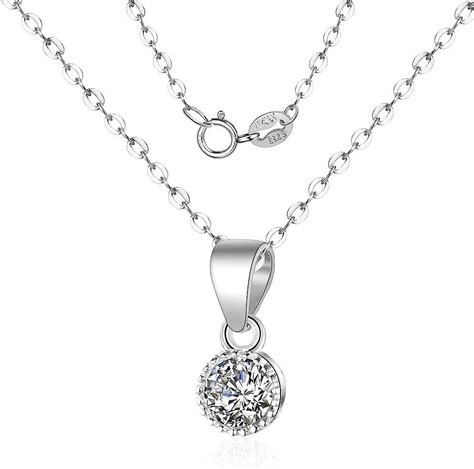 Exquisite S925 Sterling Silver Necklace Classic Generous Round Zircon