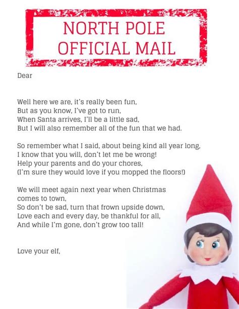 Printable Goodbye Letter From Elf On The Shelf Printable Templates