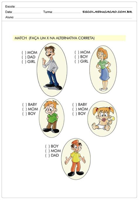 Atividade De Ingles Familia