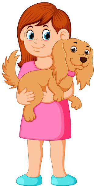 Best Girl Hugging Dog Illustrations Royalty Free Vector Graphics