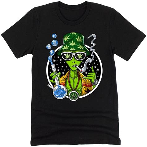 Alien Stoner Smoking Weed Funny Cannabis T Shirt Psychonautica