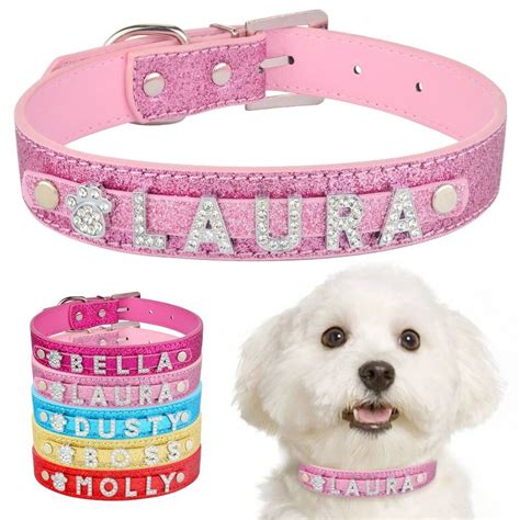 Bling Collars For Dogs Personalized Custom Name Personalized Leather
