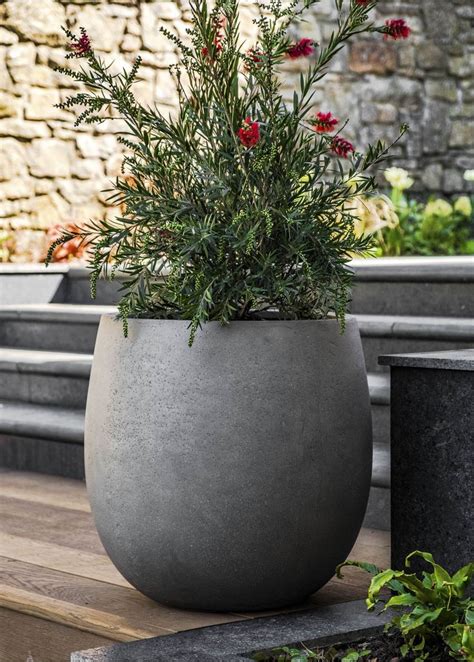 Enclave Bolla H Cm Large Mid Grey Rounded GRP Garden Planter
