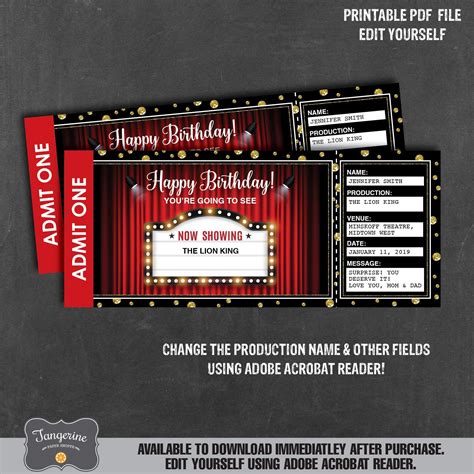 Printable Theater Ticket Template