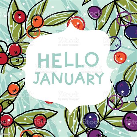 Hello January Card Stock Illustration - Download Image Now - iStock