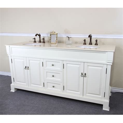 Installing double sink vanity saves you time. 72 Inch Double Sink Bathroom Vanity in Cream White ...