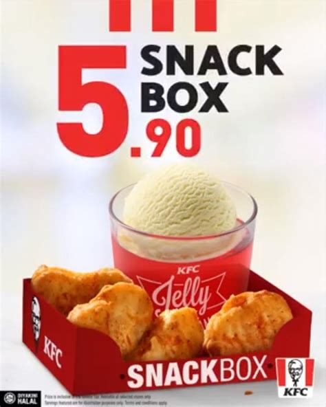 Specialize in drink, drink and delicious. KFC Snack Box only RM5.90 at Selected Stores
