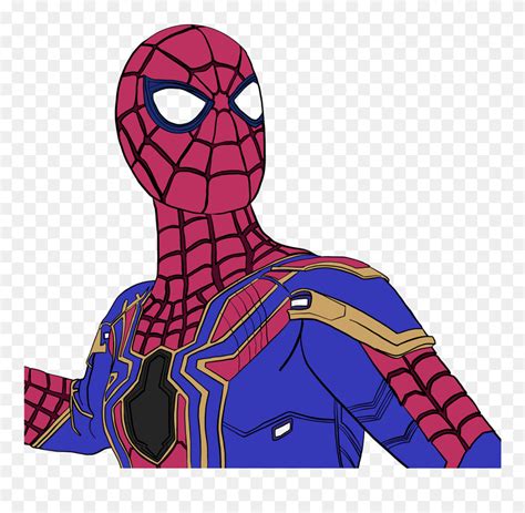 Iron Spiderman Clipart Superheroes - Iron Iron Spider Man Drawing - Png