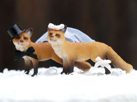 Wedding Cake Topper Fox Woodland Bride And Groom Animal Lover Winter