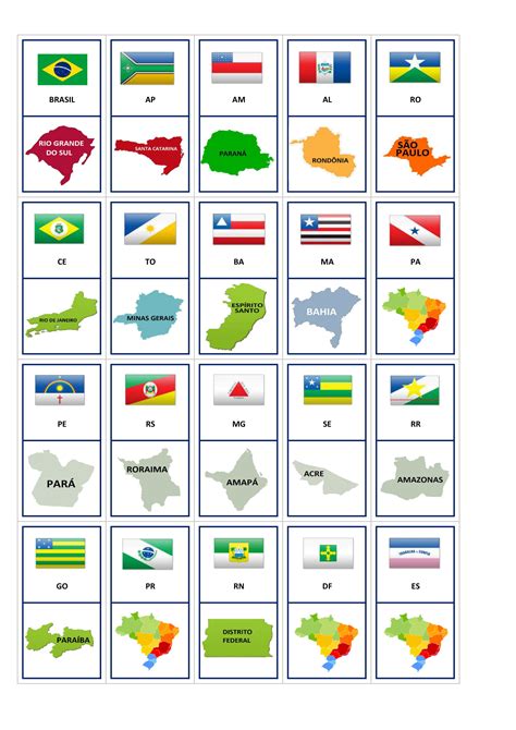 Geografia DominÓ RegiÕes Estados Brasileiros E Suas Bandeiras