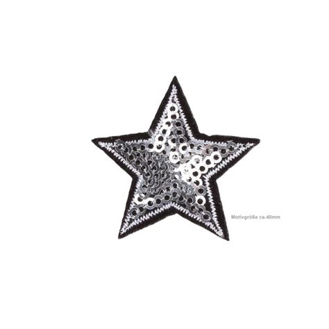 3 Sequined Silver Star Patches 40mm Iron On Patchmonkeysde