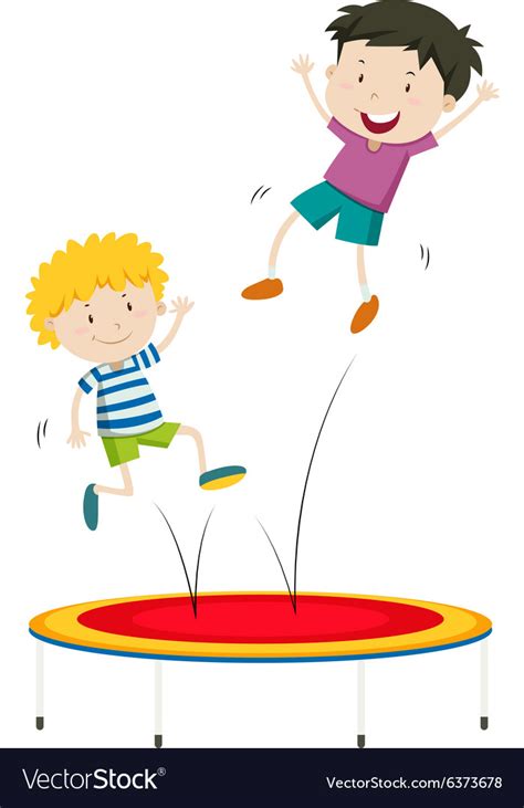 Boys Jumping On Trampoline Royalty Free Vector Image
