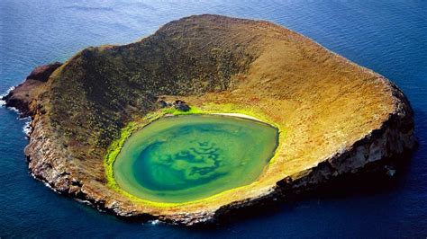 Nature Landscape Volcano Crater Lake Island Ecuador Sea