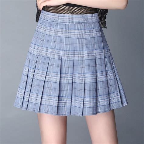 blue plaid japanese skirt school plus size cute skirt kawaii mini pleated skirt harajuku skirts