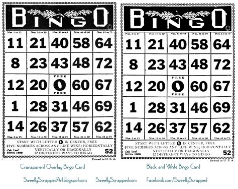 Sweetly Scrapped ♥free♥ Vintage Clipart Bingo Cards Digi Stamps