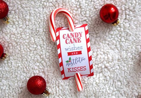 Candy Cane Themed Tag Candy Cane Wishes And Mistletoe Kisses Printable Tag Instant Download
