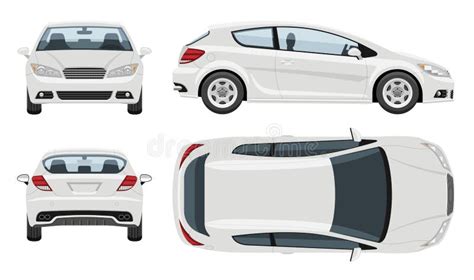 White Car Vector Template Vehicle Branding Mockup Side Front Back