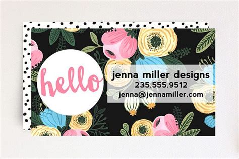 premade business card design premade bold floral  dot business card